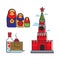 Russia Soviet Union symbols for USSR Russian travel tourist attraction vector icons