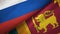 Russia and Sri Lanka two flags textile cloth, fabric texture