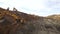 RUSSIA ST.PETERBURG- 28 FEBRUARY: Aerial shot of excavators level the soil, new pipeline construction