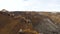 RUSSIA ST.PETERBURG- 28 FEBRUARY: Aerial shot of excavators level the soil, new pipeline construction