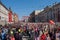 Russia, St. Petersbur, May 9 2019. National action Immortal regiment on Nevsky Prospekt Petersburg. City holiday dedicated to the