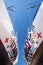 Russia, St.Petersburg, 26 May 2020: Port Hercules, the sailboats stand on supports, the bottom view, masts and the