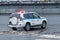 Russia, St. Petersburg, January 2021. A police car with special signals in the city center.