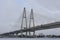 Russia, St. Petersburg, large cable-stayed bridge over the river