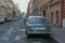 Russia, St. Petersburg, narrow characteristic streets of St. Petersburg, retro car, old car close-up, soft daylight,