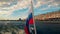 Russia St. Petersburg Neva River motor vessel flag of Russia