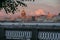 Russia, St. Petersburg, the Neva River in summer, the magnificent evening sun, contrasting architecture, the golden dome of St. Is