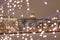 Russia, St. Petersburg, New Year`s mood, winter, garland lights, view of the dome of St. Isaac`s Cathedral, the sights of the city