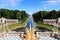 Russia, St. Petersburg, Peterhof, July 9, 2020. In the photo there is a fountain of the Grand Cascade in the Upper Park of the