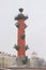 Russia, St. Petersburg, Rostral column in a blizzard