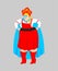 Russia superhero. Super russian woman in mask and raincoat. Strong girl