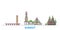 Russia, Surgut line cityscape, flat vector. Travel city landmark, oultine illustration, line world icons