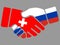 Russia and Switzerland flags Handshake vector