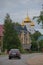 Russia, Syktyvkar, Komi Republic, St. Stephen`s Cathedral, modern and old buildings, the contrast of time, life in an original sma