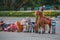 Russia, Syktyvkar, Komi Republic, Stefanovskaya Square in summer, toys, life in an original small city of Russia