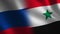 Russia and Syria flag waving 3d. Transition. Alpha channel.