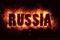 Russia text on fire flames explosion burning