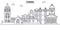 Russia, Tomsk architecture line skyline illustration. Linear vector cityscape with famous landmarks, city sights, design