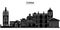 Russia, Tomsk architecture urban skyline with landmarks, cityscape, buildings, houses, ,vector city landscape, editable
