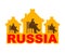 Russia traditional home. Russian bear in Wooden hut