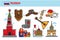 Russia travel destination promotional poster with cultural symbols
