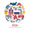 Russia travel destination vector illustration.