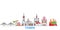 Russia, Tumen line cityscape, flat vector. Travel city landmark, oultine illustration, line world icons