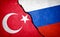 Russia and Turkey conflict concept image