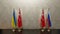 Russia and Ukraine and turkey flags. Flag Russia and Flag Ukraine and flag turkey Conflict between Russia vs Ukraine. 3D work and