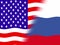 Russia United States of America USA. Waving flag of the Russia and USA. Illustration of the flag of the Russia and the America