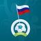 Russia vector flag pinned to a soccer ball. European football 2020 tournament final stage. Official championship colors and style