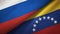 Russia and Venezuela two flags textile cloth, fabric texture