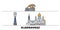 Russia, Vladikavkaz flat landmarks vector illustration. Russia, Vladikavkaz line city with famous travel sights, skyline