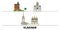 Russia, Vladimir flat landmarks vector illustration. Russia, Vladimir line city with famous travel sights, skyline