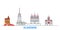 Russia, Vladimir line cityscape, flat vector. Travel city landmark, oultine illustration, line world icons