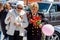 Russia, Vladivostok, 05/09/2018. Old woman, veteran and hero of Great Patriotic War between USSR and Nazi Germany 1941-1945.