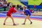 Russia, Vladivostok, 06/30/2018. Sambo competition among girls born in 2003-2004. Sambo is a Russian-Soviet martial art and combat