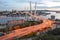 Russia, Vladivostok bridge across the Golden horn on an autumn evening