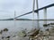 Russia, Vladivostok. Bridge to Russkiy island in cloudy summer day