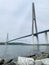 Russia, Vladivostok. Bridge to Russkiy island in cloudy summer day