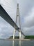 Russia, Vladivostok. Bridge to Russkiy island in cloudy summer day