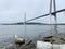 Russia, Vladivostok. Bridge to Russkiy island in cloudy weather