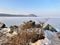Russia, Vladivostok. Winter view of Elena Island in the Amur Bay of the Sea of Japan in the morning