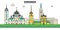 Russia, Voronezh. City skyline, architecture, buildings, streets, silhouette, landscape, panorama, landmarks. Editable