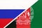 Russia vs Afghanistan national flag from textile. Relationship and partnership between two countries