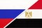 Russia vs Egypt symbol of two national flags. Relationship between African and Asian countries