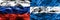 Russia vs Honduras smoke flags placed side by side