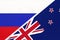 Russia vs New Zealand, symbol of two national flags. Relationship between Asian and Oceanian countries