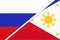 Russia vs Philippines national flag from textile. Relationship and partnership between two countries