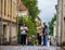 Russia, Vyborg - June 27, 2023: Tourists in the old town